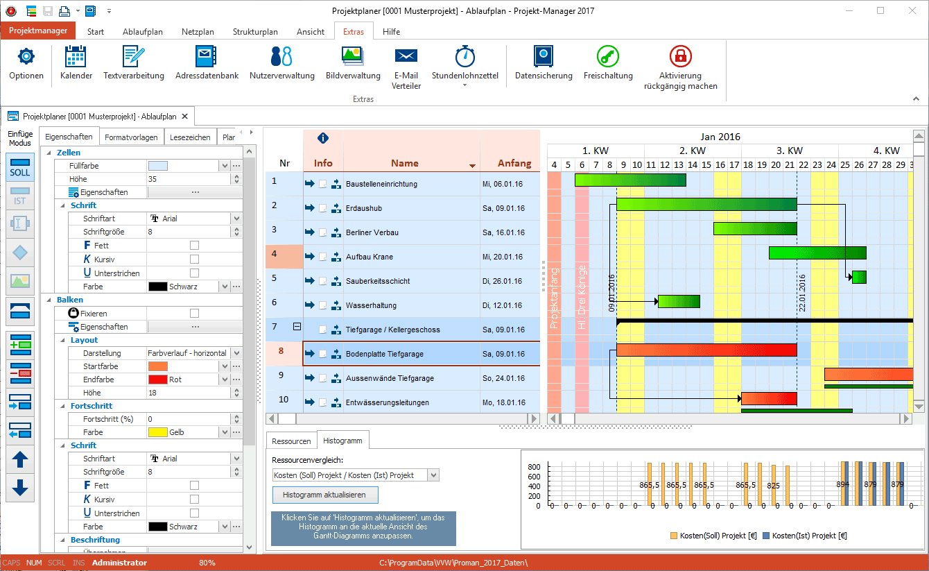 Screenshot vom Programm: Projekt-Manager