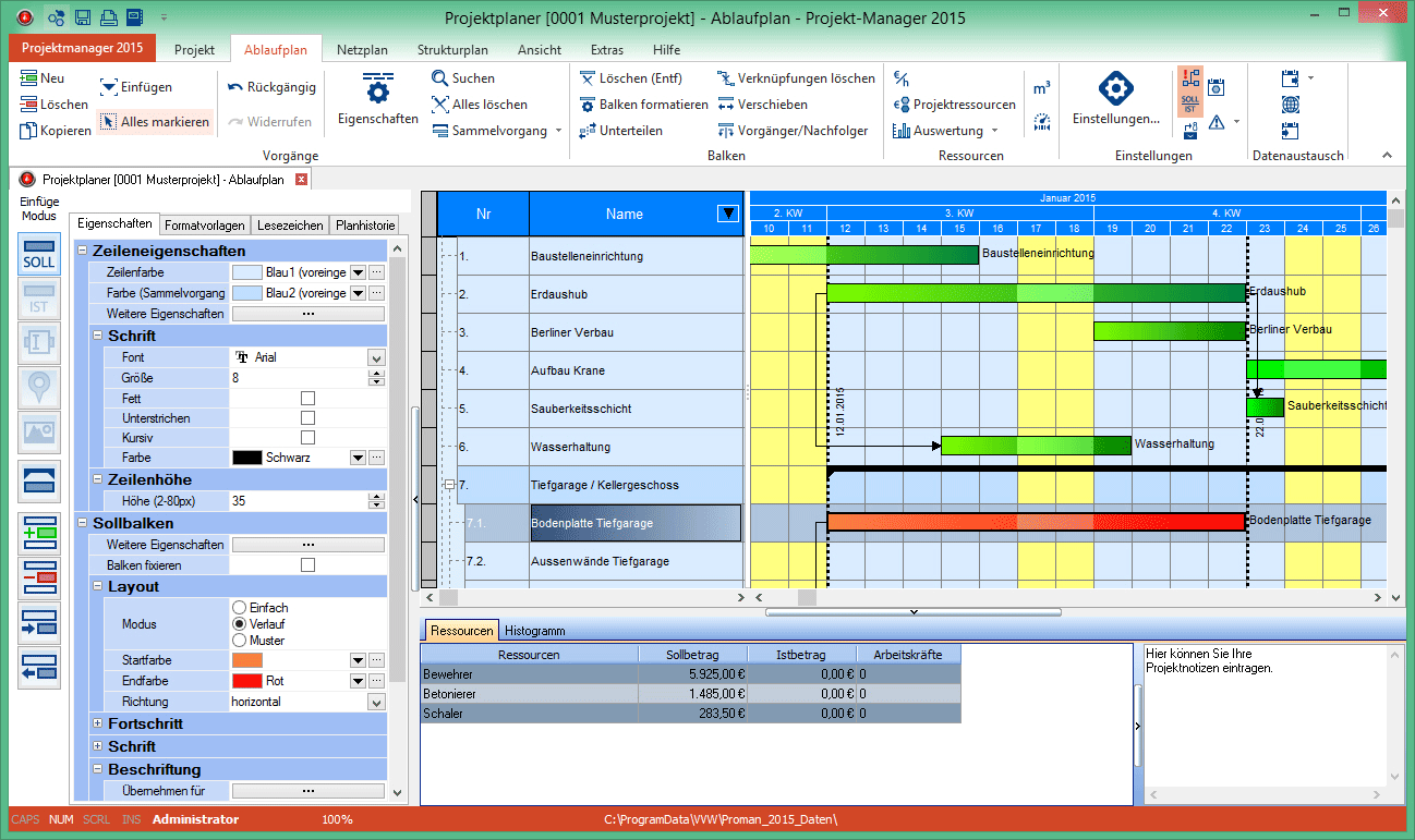 Projekt-Manager - project management software, construction scheduling