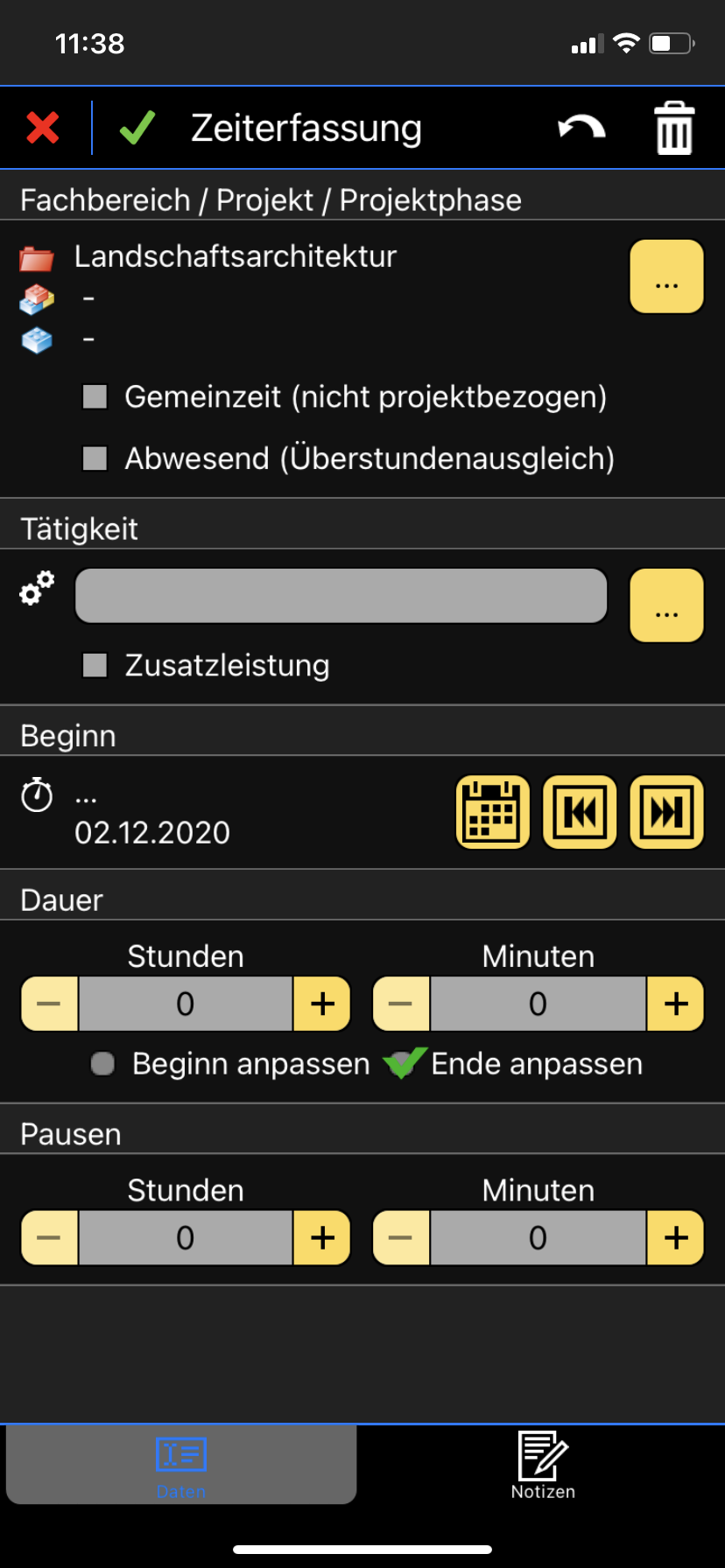 Zeiterfassung Mobile