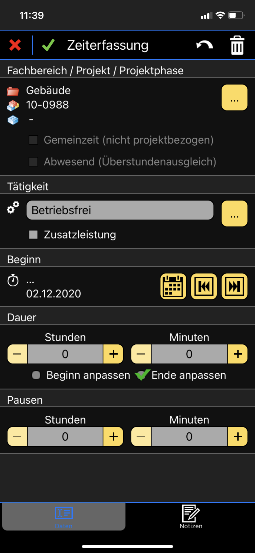 Zeiterfassung Mobile